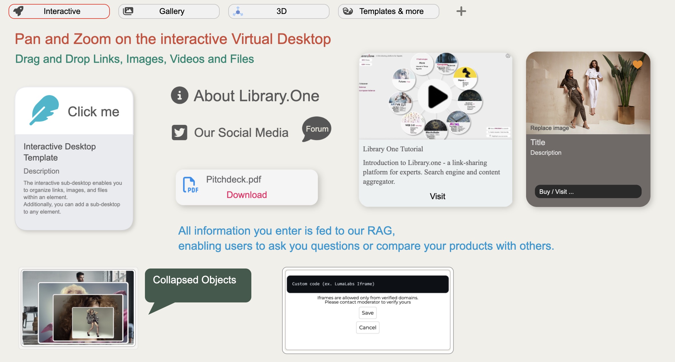 Virtual Desktop content upload interface